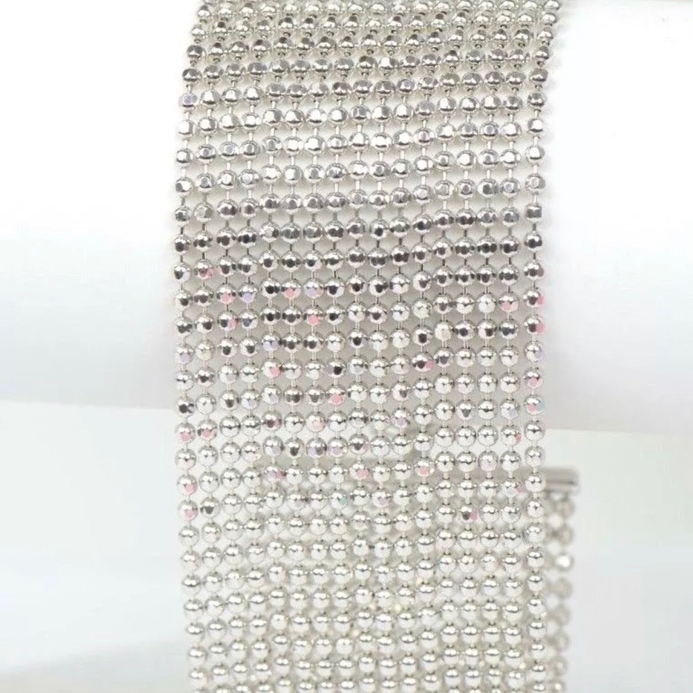 *925 Sterling Silver 2mm Beads Ball Bracelet with